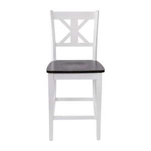 English Elm Commercial Grade - Set of 2 Commercial Grade Solid Wood Modern Farmhouse Counter Height Barstool in Antique