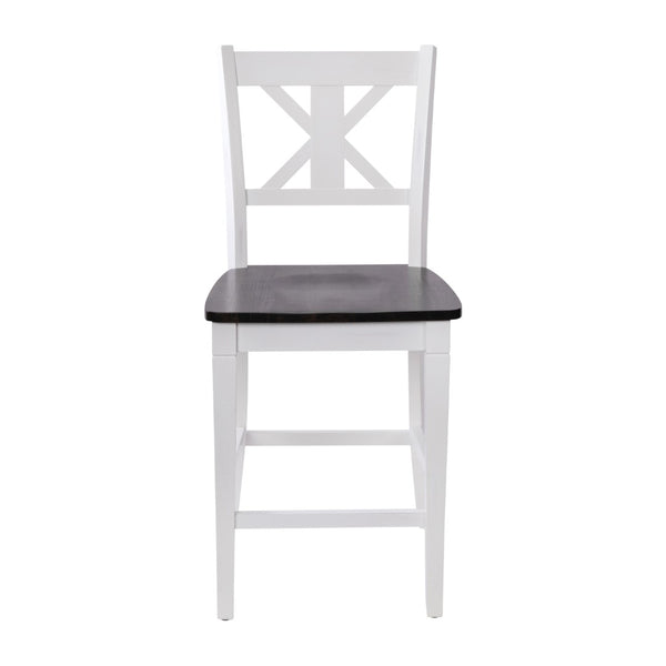 English Elm Commercial Grade - Set of 2 Commercial Grade Solid Wood Modern Farmhouse Counter Height Barstool in Antique