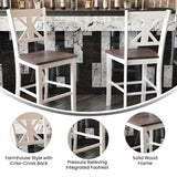 English Elm Commercial Grade - Set of 2 Commercial Grade Solid Wood Modern Farmhouse Counter Height Barstool in Antique