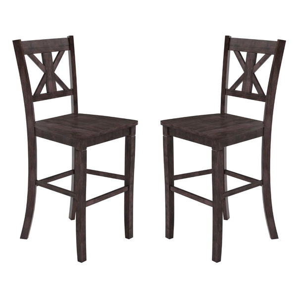 English Elm Commercial Grade - Set of 2 Commercial Grade Solid Wood Modern Farmhouse Barstool