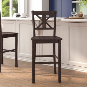 English Elm Commercial Grade - Set of 2 Commercial Grade Solid Wood Modern Farmhouse Barstool