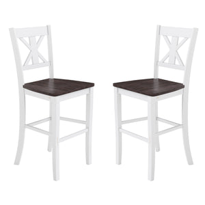 English Elm Commercial Grade - Set of 2 Commercial Grade Solid Wood Modern Farmhouse Barstool in Antique