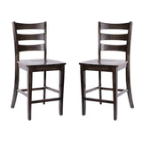 English Elm Commercial Grade - Set of 2 Commercial Grade Wooden Classic Ladderback Counter Height Barstool with Solid Wood Seat,