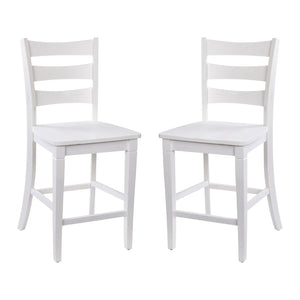 English Elm Commercial Grade - Set of 2 Commercial Grade Wooden Classic Ladderback Counter Height Barstool with Solid Wood Seat, Antique