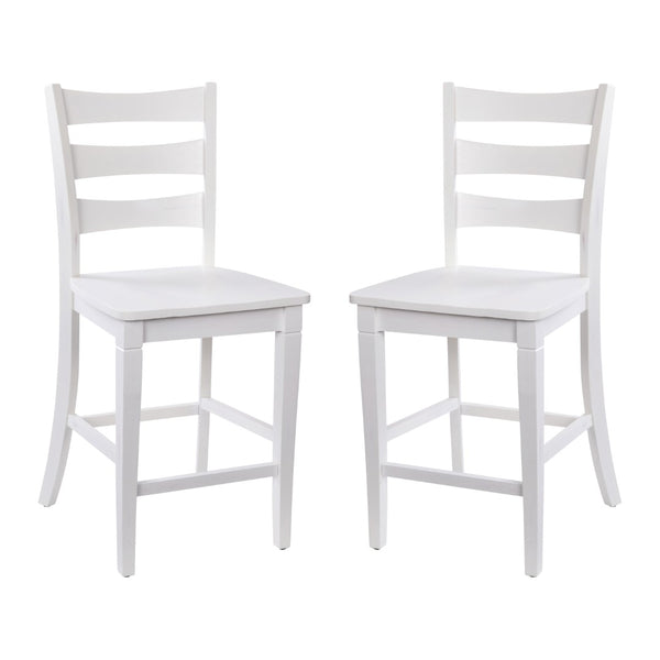 English Elm Commercial Grade - Set of 2 Commercial Grade Wooden Classic Ladderback Counter Height Barstool with Solid Wood Seat, Antique