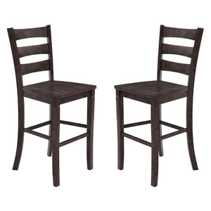 English Elm Commercial Grade - Set of 2 Commercial Grade Wooden Classic Ladderback Bar Height Barstool with Solid Wood Seat,