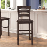 Commercial Grade - Set of 2 Commercial Grade Wooden Classic Ladderback Bar Height Barstool with Solid Wood Seat,