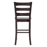 English Elm Commercial Grade - Set of 2 Commercial Grade Wooden Classic Ladderback Bar Height Barstool with Solid Wood Seat,