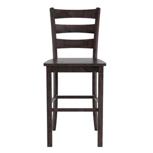 English Elm Commercial Grade - Set of 2 Commercial Grade Wooden Classic Ladderback Bar Height Barstool with Solid Wood Seat,