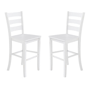 English Elm Commercial Grade - Set of 2 Commercial Grade Wooden Classic Ladderback Bar Height Barstool with Solid Wood Seat, Antique