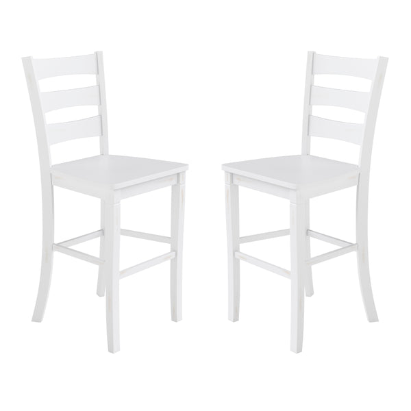 English Elm Commercial Grade - Set of 2 Commercial Grade Wooden Classic Ladderback Bar Height Barstool with Solid Wood Seat, Antique