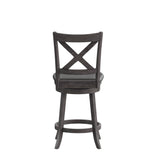 English Elm Commercial Grade Commercial Grade Wood Classic Crossback Swivel Counter Height Barstool with Padded Black LeatherSoft Seat, Wash Walnut