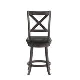 English Elm Commercial Grade Commercial Grade Wood Classic Crossback Swivel Counter Height Barstool with Padded Black LeatherSoft Seat, Wash Walnut