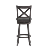 English Elm Commercial Grade Commercial Grade Wood Classic Crossback Swivel Bar Height Barstool with Padded Black LeatherSoft Seat, Wash Walnut