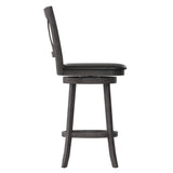 English Elm Commercial Grade Commercial Grade Wood Classic Crossback Swivel Bar Height Barstool with Padded Black LeatherSoft Seat, Wash Walnut