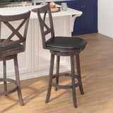 English Elm Commercial Grade Commercial Grade Wood Classic Crossback Swivel Bar Height Barstool with Padded Black LeatherSoft Seat, Wash Walnut