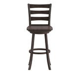 English Elm Commercial Grade Commercial Grade Wooden Classic Ladderback Swivel Bar Height Barstool with Solid Wood Seat,