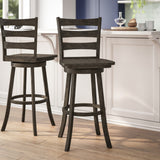 Commercial Grade Commercial Grade Wooden Classic Ladderback Swivel Bar Height Barstool with Solid Wood Seat,