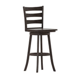 English Elm Commercial Grade Commercial Grade Wooden Classic Ladderback Swivel Bar Height Barstool with Solid Wood Seat,