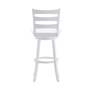 English Elm Commercial Grade Commercial Grade Wooden Classic Ladderback Swivel Bar Height Barstool with Solid Wood Seat, Antique