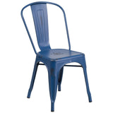 English Elm Commercial Grade Commercial Grade Distressed Metal Indoor-Outdoor Stackable Chair