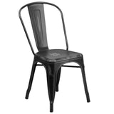 English Elm Commercial Grade Commercial Grade Distressed Metal Indoor-Outdoor Stackable Chair