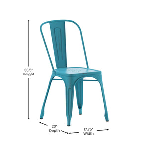 English Elm Commercial Grade Commercial Grade Distressed Metal Indoor-Outdoor Stackable Chair