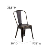 English Elm Commercial Grade Commercial Grade Distressed Metal Indoor-Outdoor Stackable Chair