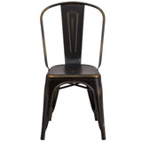 English Elm Commercial Grade Commercial Grade Distressed Metal Indoor-Outdoor Stackable Chair