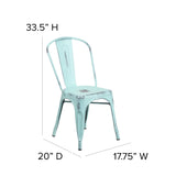 English Elm Commercial Grade Commercial Grade Distressed Metal Indoor-Outdoor Stackable Chair