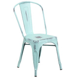 English Elm Commercial Grade Commercial Grade Distressed Metal Indoor-Outdoor Stackable Chair