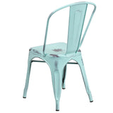 English Elm Commercial Grade Commercial Grade Distressed Metal Indoor-Outdoor Stackable Chair