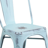 English Elm Commercial Grade Commercial Grade Distressed Metal Indoor-Outdoor Stackable Chair