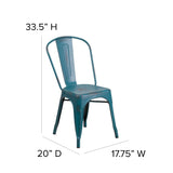 English Elm Commercial Grade Commercial Grade Distressed Metal Indoor-Outdoor Stackable Chair