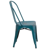 English Elm Commercial Grade Commercial Grade Distressed Metal Indoor-Outdoor Stackable Chair