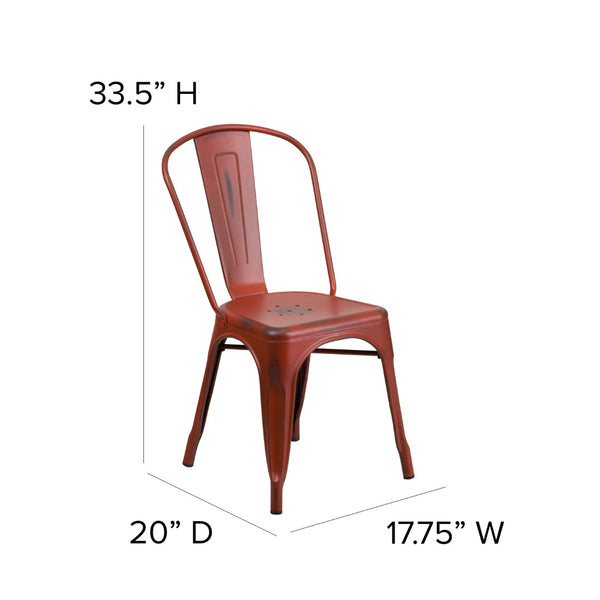 English Elm Commercial Grade Commercial Grade Distressed Metal Indoor-Outdoor Stackable Chair
