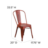 English Elm Commercial Grade Commercial Grade Distressed Metal Indoor-Outdoor Stackable Chair