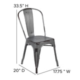 English Elm Commercial Grade Commercial Grade Distressed Metal Indoor-Outdoor Stackable Chair