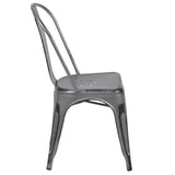 English Elm Commercial Grade Commercial Grade Distressed Metal Indoor-Outdoor Stackable Chair