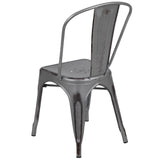 English Elm Commercial Grade Commercial Grade Distressed Metal Indoor-Outdoor Stackable Chair