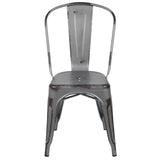 English Elm Commercial Grade Commercial Grade Distressed Metal Indoor-Outdoor Stackable Chair