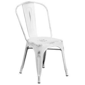 English Elm Commercial Grade Commercial Grade Distressed Metal Indoor-Outdoor Stackable Chair