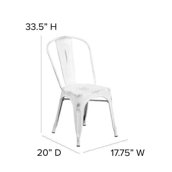 English Elm Commercial Grade Commercial Grade Distressed Metal Indoor-Outdoor Stackable Chair