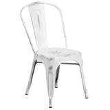 English Elm Commercial Grade Commercial Grade Distressed Metal Indoor-Outdoor Stackable Chair