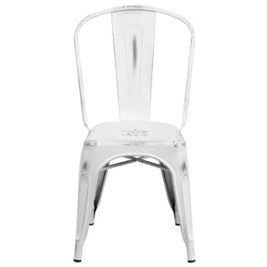 English Elm Commercial Grade Commercial Grade Distressed Metal Indoor-Outdoor Stackable Chair