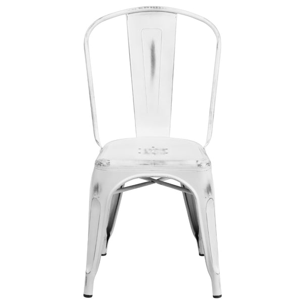 English Elm Commercial Grade Commercial Grade Distressed Metal Indoor-Outdoor Stackable Chair