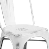 English Elm Commercial Grade Commercial Grade Distressed Metal Indoor-Outdoor Stackable Chair