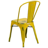 English Elm Commercial Grade Commercial Grade Distressed Metal Indoor-Outdoor Stackable Chair