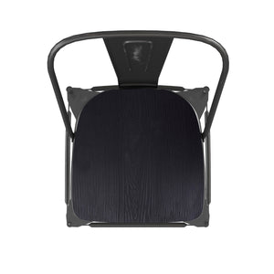 English Elm Commercial Grade Commercial Grade 24" High Metal Indoor-Outdoor Counter Height Stool with Back with Poly Resin Wood Seat