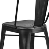 English Elm Commercial Grade Commercial Grade 30" High Distressed Metal Indoor-Outdoor Barstool with Back